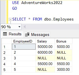 NULL values 